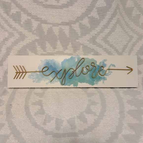 Explore Gold Wire Wall Art Decor Sign - Picture 1 of 5